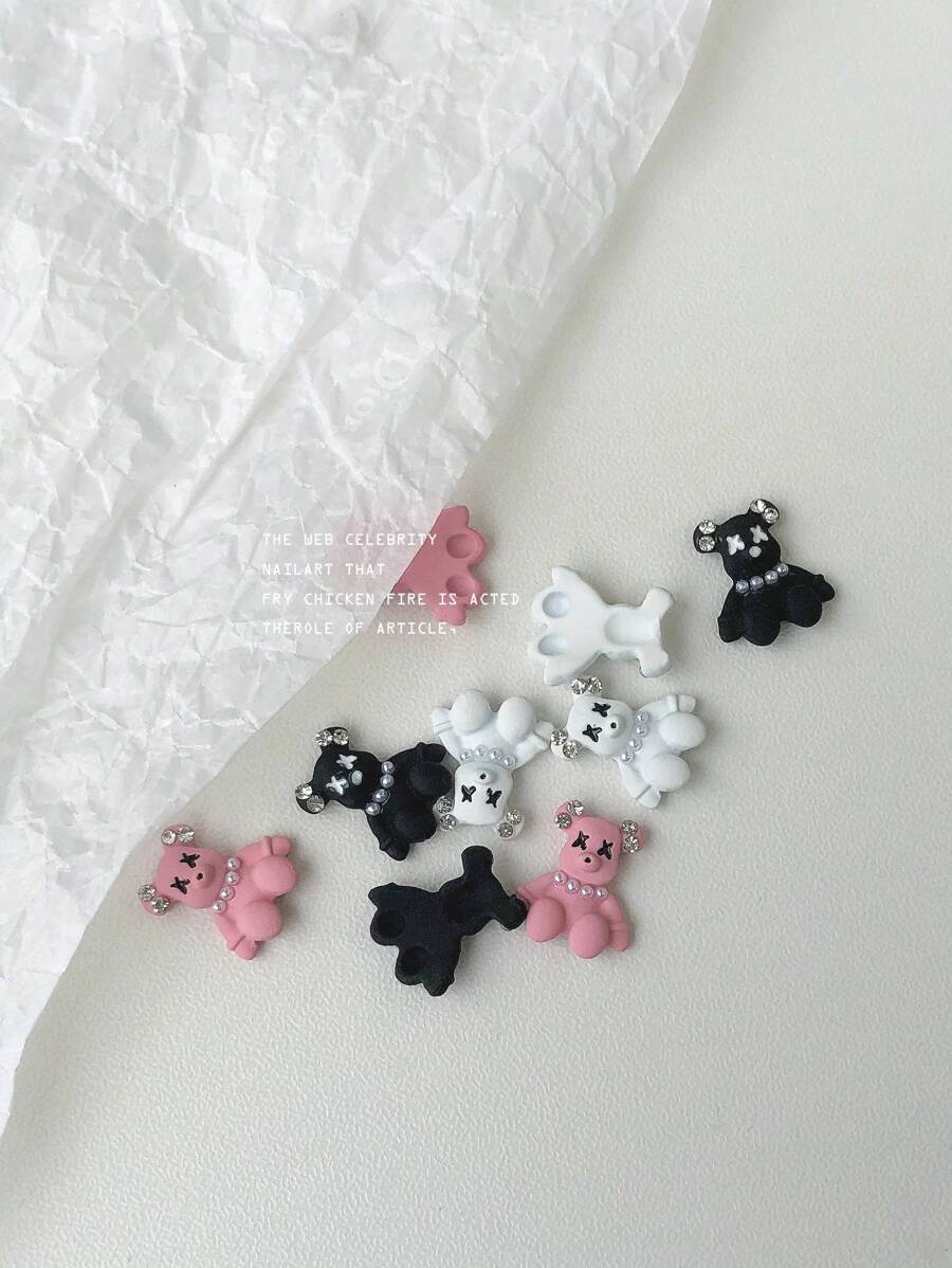 5 件 3D 熊图案美甲装饰 DIY 指甲饰品 美甲宝石 美甲用品 指甲