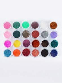 24盒装闪粉美甲粉，适合家用DIY，金色葱花粉美甲闪亮粉，亮片舞台妆闪亮粉美甲 - 彩色 - 查看 1