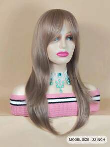 Tóc Giả Tổng Hợp Xoăn Dài Có Bangs - Vàng - Xem 5