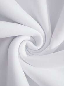 SHEIN EZwear Letter Graphic Kangaroo Pocket Drawstring Thermal Hoodie - White - View 3