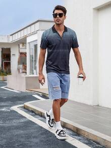 Manfinity Homme Men Allover Print Polo Shirt - Multicolor - View 5