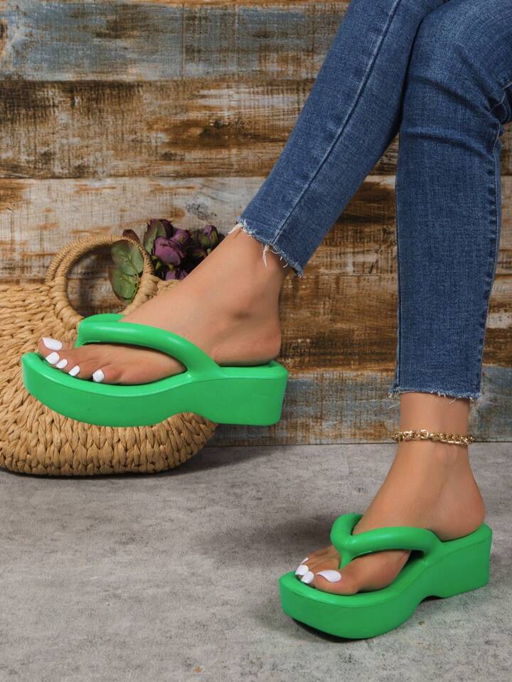 Funky Green Slippers For Women Minimalist EVA Flip Flops SHEIN