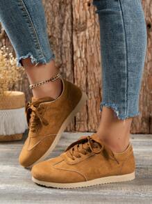 運動鞋適用於女士前綁帶仿麂皮跑步鞋 - 棕色 - 查看 2