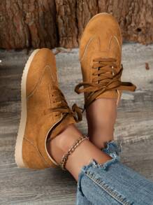 運動鞋適用於女士前綁帶仿麂皮跑步鞋 - 棕色 - 查看 6