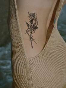 1 tờ nhãn dán hình xăm in hoa - màu đen - Xem 3