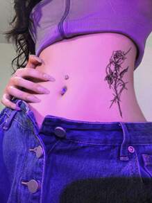 1 tờ nhãn dán hình xăm in hoa - màu đen - Xem 5