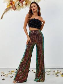 Bộ đồ hai mảnh nữ viền lá sen màu trơn Buổi tiệc - màu đen - Xem 6