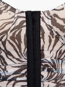 SHEIN SXY Sọc Ngựa vằn Móc và mắt Váy bodycon - Đen và trắng - Xem 6
