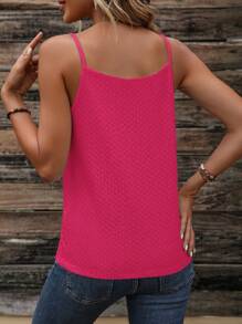 SHEIN LUNE Top de tirantes unicolor con botón delantero - Rosa Fucsia - Ver 2