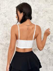 SHEIN Qutie Frill Trim Schiffy Cami Top - White - View 2