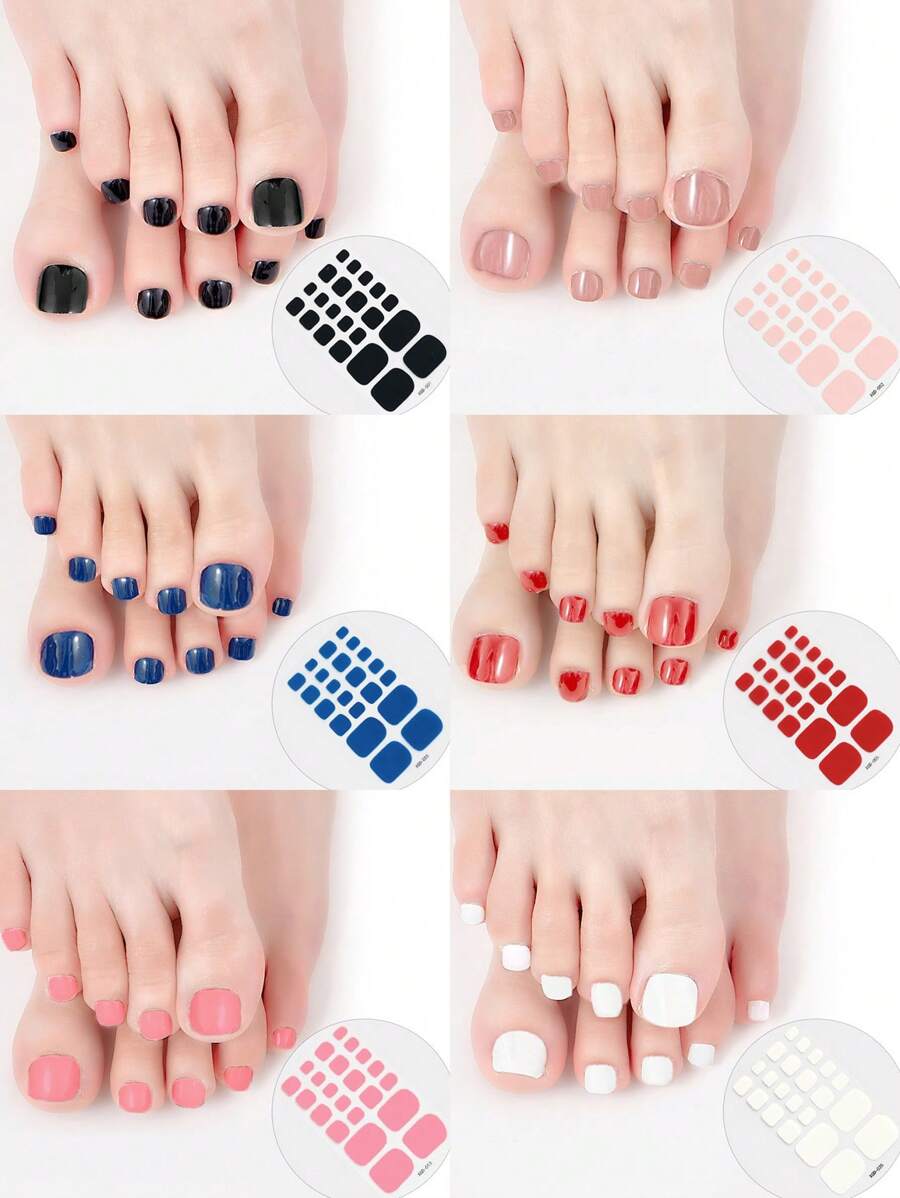6sheets Solid Toenail Art Sticker & 2pcs Toenail File Nail Stickers DIY