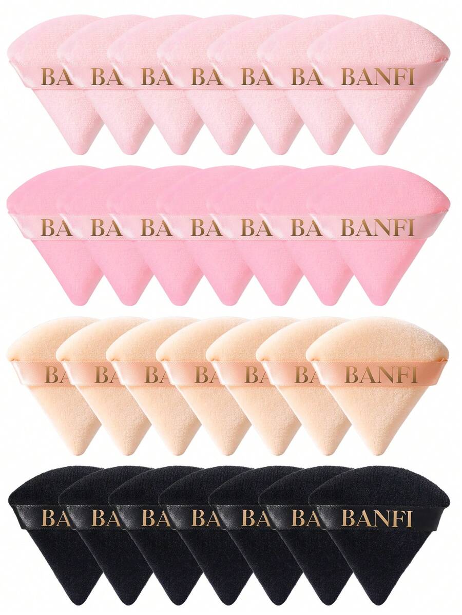 28入組大尺寸化妝粉撲套裝柔軟三角形粉末狀礦物適用於臉部化妝 - 彩色 - 查看 1