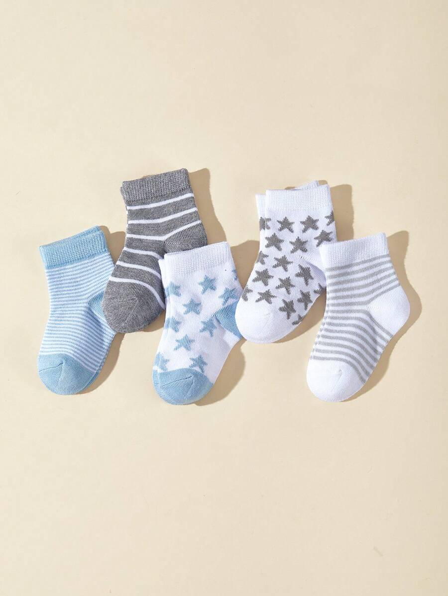 5pairs Baby Star & Stripe Pattern Ankle Socks - Multicolor - View 1