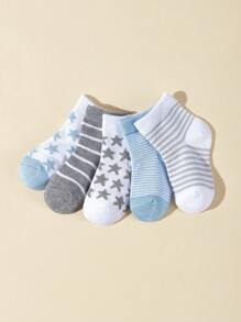 5pairs Baby Star & Stripe Pattern Ankle Socks - Multicolor - View 2