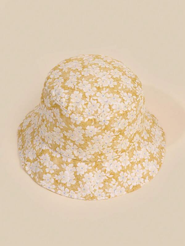 1 buc. Căciulă de găleată din țesătură cu model de flori pentru bebeluși