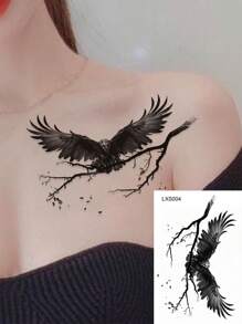 1 hoja Pegatina tatuaje con águila patrón - Negro - Ver 1