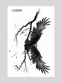 1 hoja Pegatina tatuaje con águila patrón - Negro - Ver 2