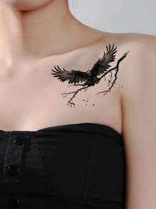 1 hoja Pegatina tatuaje con águila patrón - Negro - Ver 4