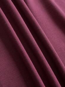 INAWLY Áo thun nữ Lá thư Nhiệt đới Giải trí - Màu Đỏ Sâu - Xem 3