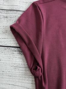 INAWLY Áo thun nữ Lá thư Nhiệt đới Giải trí - Màu Đỏ Sâu - Xem 4