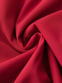 SHEIN Clasi Đầm Plus Size Thắt nút Trọn gói màu trơn Giải trí - Màu Đỏ Sâu - Xem 3