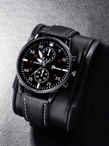 2pcs Digital Leather Boy's Watch Leather Bracelet Jewelry Sports & Leisure - Black - View 4