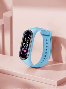 1pc Kids TPU Strap Sporty Oval Dial Digital Watch For Daily Life - Baby Blue - View 1