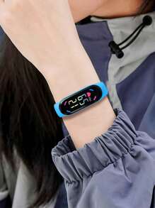1pc Kids TPU Strap Sporty Oval Dial Digital Watch For Daily Life - Baby Blue - View 2