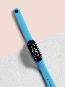 1pc Kids TPU Strap Sporty Oval Dial Digital Watch For Daily Life - Baby Blue - View 4