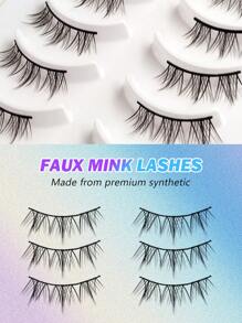 Asiteo 10 Cặp mi giả tự làm, được cắt tỉa tùy ý, kiểu dáng tự nhiên, ngắn mềm mại, mi giả lông chồn bông xốp. - màu đen - Xem 5