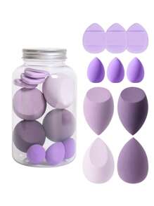 10 件化妆海绵带储物盒，包括 4 件化妆海绵，3 件迷你化妆海绵，3 件迷你手指气垫粉扑；多色化妆海绵，适用于液体、乳霜和粉末，无乳胶干湿两用粉底化妆海绵；带气垫粉扑，无乳胶混合海绵和化妆扑，适用于液体粉底、粉底、遮瑕膏。适合所有皮肤类型。 - 彩色 - 查看 1