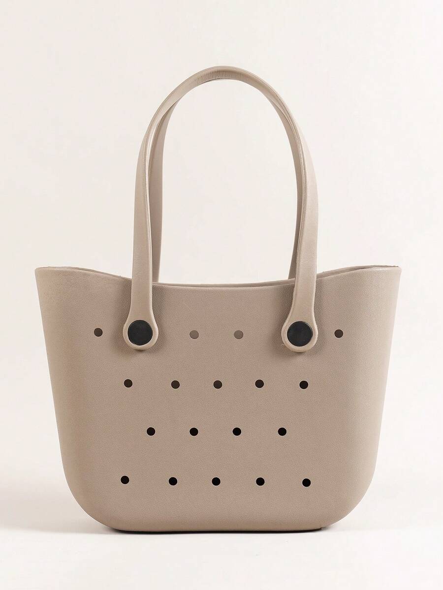 Túi đi biển trơn miệng rỗng màu trơn EVA, Túi giỏ nhiều màu, Túi xách nữ có tay cầm có thể tháo rời