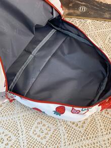 Strawberry Pattern Classic Backpack Fashionable Waterproof For Daily - Red and White - View 7