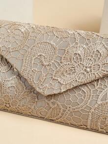 Flower Embroidered Envelope Bag Chain Fashion - Champagne - View 2