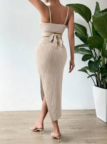 Chiquease Solid Cami Top & Split Thigh Skirt