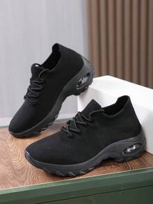 Giày chạy bộ phía trước có đệm khí tối giản cho nữ, giày thể thao ngoài trời - màu đen - Xem 3