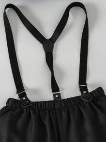 SHEIN 男孩前蝴蝶結襯衫和背帶短褲和帽