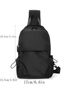 Black Backpack Lightweight Waterproof Hiking Bike Travel USB Charger Port Nylon Shoulder Bag - Black - View 4