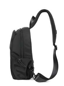 Black Backpack Lightweight Waterproof Hiking Bike Travel USB Charger Port Nylon Shoulder Bag - Black - View 6
