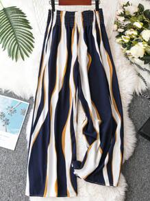 SHEIN Clasi Plus Colorblock Wide Leg Pants - Blue and White - View 2