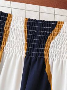 SHEIN Clasi Plus Colorblock Wide Leg Pants - Blue and White - View 5