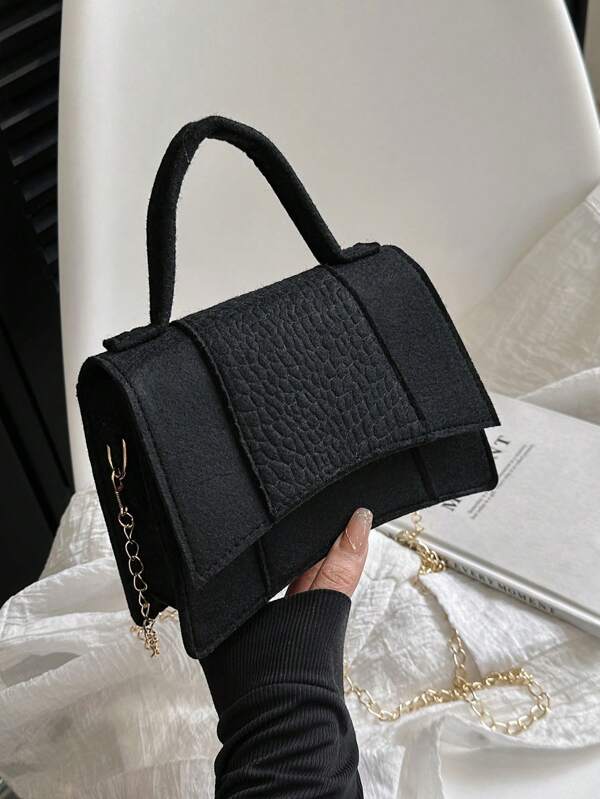 Long 7.48 Inches Wide 3.15 Inches High 7.08 Inches Mini PU Solid Color Fashion Handbag