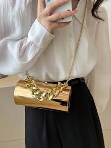 Túi Bucket Mini Chuỗi trang trí kim loại Funky, ví cô dâu hoàn hảo cho các sự kiện đám cưới, vũ hội & tiệc tùng - Vàng - Xem 2