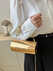 Túi Bucket Mini Chuỗi trang trí kim loại Funky, ví cô dâu hoàn hảo cho các sự kiện đám cưới, vũ hội & tiệc tùng - Vàng - Xem 4