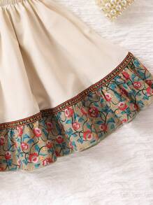 SHEIN Baby Girl Floral Print Ruffle Trim Top & Skirt - Multicolor - View 8