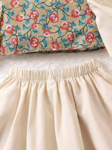 SHEIN Baby Girl Floral Print Ruffle Trim Top & Skirt - Multicolor - View 9