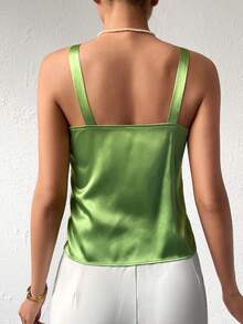 SHEIN Privé Áo khoác và áo lót dành cho xe tăng nữ Dây kéo Xù màu trơn Giải trí - màu xanh lá - Xem 2