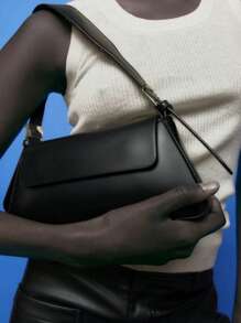 Minimalist Flap Bag Solid Black - Black - View 6