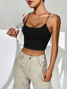 SHEIN EZwear Top à fines brides court croisé dos-nu