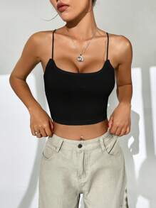 SHEIN EZwear Top à fines brides court croisé dos-nu